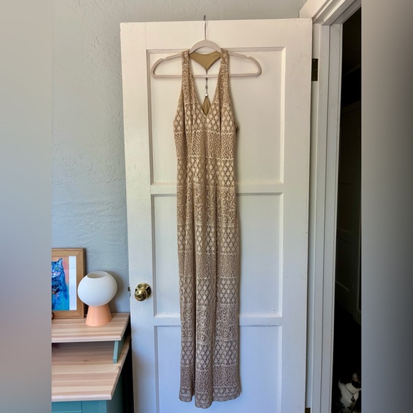 Vintage Dresses & Skirts - Bari Jay Gold Lace Dress